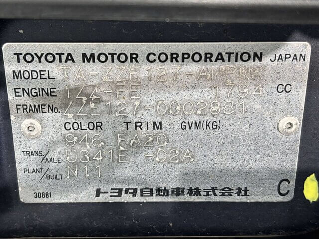 2001 TOYOTA WiLL VS